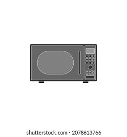 Microwave oven for heating and cooking various types of food on a white background. Vector image.