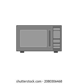 Microwave oven for heating and cooking various types of food on a white background. Vector image.