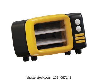 Microwave oven icon 3d render concept of electric kitchen appliances icon vector illustration