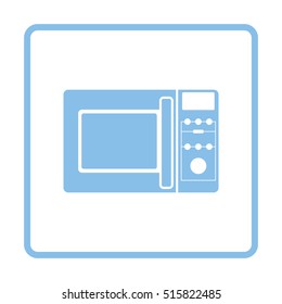 Microwave oven icon. Blue frame design. Vector illustration.