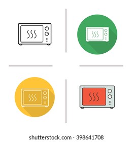 Microwave oven icon. Flat design, linear and color styles. Isolated vector