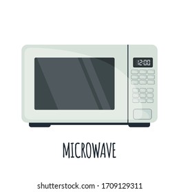Microwave oven icon in flat style isoated on white background. Vector illustration