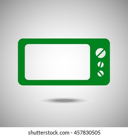 Microwave oven icon. Flat style.Grey background. Vector illustration.