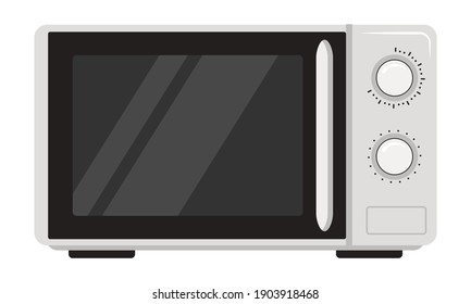 Microwave oven icon. Front view of kitchen appliances. Vector flat colour illustration isolated on white background