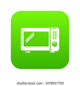 Microwave oven icon green vector isolated on white background
