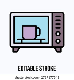 Microwave Oven Icon Isolated Vector Lineal Colour Style Icon, Editable Stroke