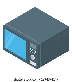 Microwave oven icon in isometric vector