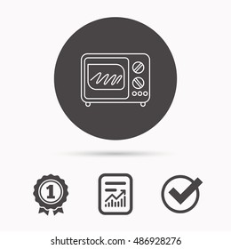 Microwave oven icon. Kitchen appliance sign.