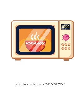 Microwave oven icon.  Kitchen appliances. Vector cartoon illustration isolated on white background.