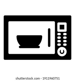 Microwave oven icon in modern silhouette style design. Vector illustration isolated on white background.