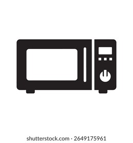 Ícone de forno de micro-ondas representando um aparelho de cozinha para aquecer alimentos com controles eletrônicos para cozinhar em casa e preparação de refeição rápida vetor ícone de glifo sólido