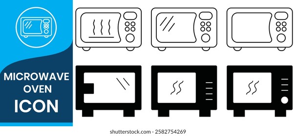 Microwave oven icon set. cooking appliance oven pictogram. Kitchen appliance icon. microwave oven safe vector symbol collection.  microwave oven icon for templates, web design and infographics.
