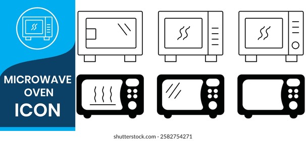 Microwave oven icon set. cooking appliance oven pictogram. Kitchen appliance icon. microwave oven safe vector symbol collection.  microwave oven icon for templates, web design and infographics.