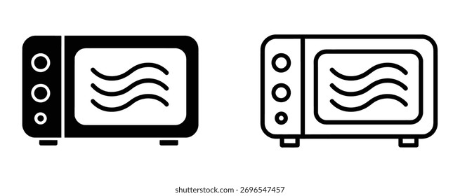 Conjunto de iconos de horno de microondas. Pictograma de horno de electrodomésticos de cocina. colección de símbolo de Vector seguro de horno de microondas
