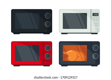 Icono de horno microondas montado en forma plana isotonado sobre fondo blanco. Ilustración del vector