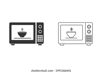 Microwave oven icon set isolated on white background. Home appliances icon.Vector Illustration