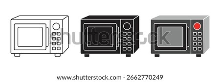 Microwave oven icon set . Kitchen appliance icon. Vector illustration .