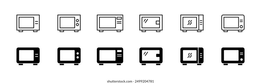 Microwave oven icon set. Line and glyph microwave oven vector