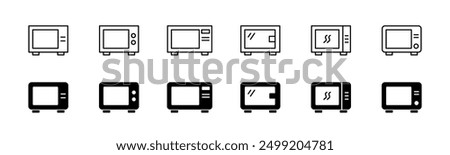 Microwave oven icon set. Line and glyph microwave oven vector