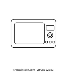 Icono de horno de microondas. Estilo de contorno simple. Vector blanco y negro. Símbolo de electrodoméstico de cocina.