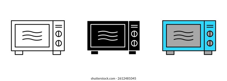 Microwave oven Icon Symbol Collection Isolated on White Background.