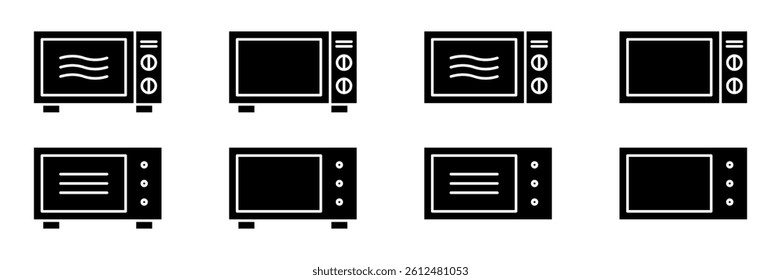 Microwave oven Icon Symbol Collection Isolated on White Background.
