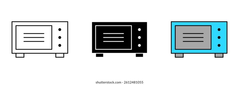 Microwave oven Icon Symbol Collection Isolated on White Background.
