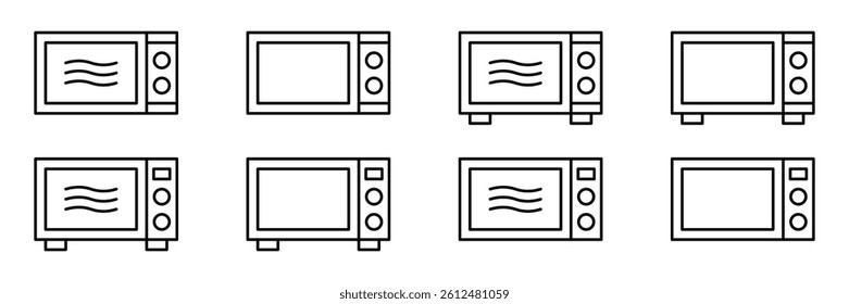 Microwave oven Icon Symbol Collection Isolated on White Background.