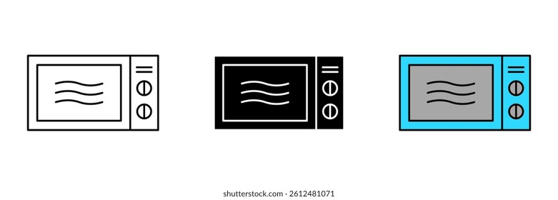 Microwave oven Icon Symbol Collection Isolated on White Background.