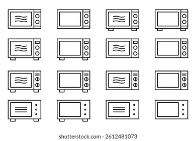 Microwave oven Icon Symbol Collection Isolated on White Background.