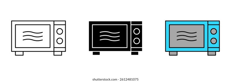 Microwave oven Icon Symbol Collection Isolated on White Background.
