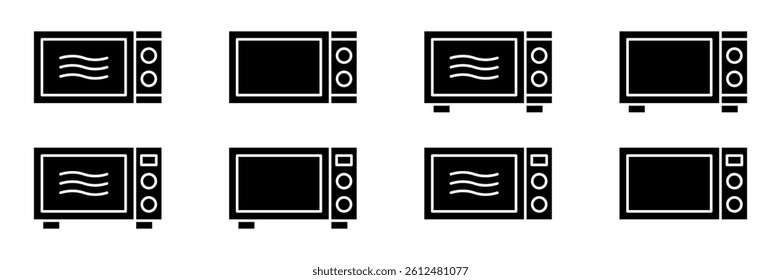 Microwave oven Icon Symbol Collection Isolated on White Background.