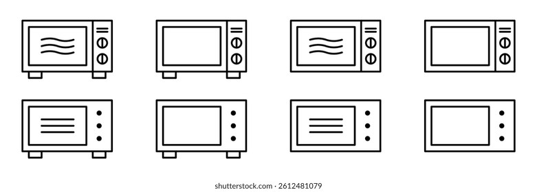 Microwave oven Icon Symbol Collection Isolated on White Background.