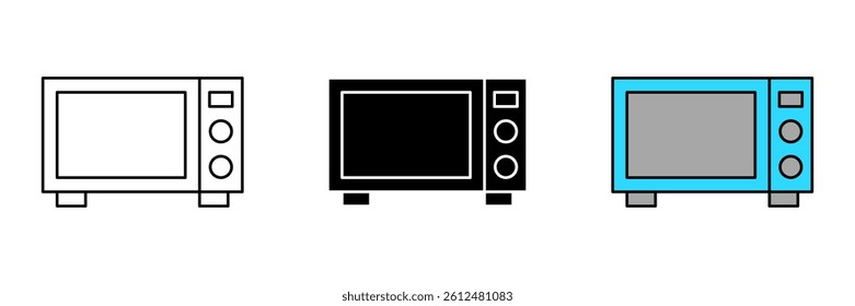 Microwave oven Icon Symbol Collection Isolated on White Background.