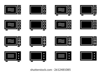 Microwave oven Icon Symbol Collection Isolated on White Background.