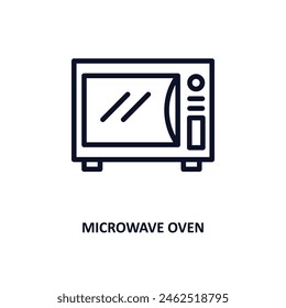 microwave oven icon. Thin line microwave oven icon from kitchen collection. Outline vector isolated on white background. Editable microwave oven symbol can be used web and mobile