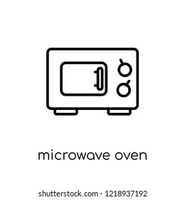 microwave oven icon. Trendy modern flat linear vector microwave oven icon on white background from thin line collection, outline vector illustration