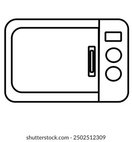 Icono de horno de microondas Vector en blanco y negro.