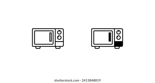 Icono de horno microondas con ilustración de material vectorial de fondo blanco