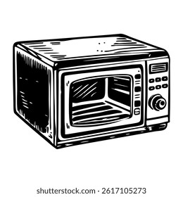 Microwave oven illustration in hand drawn style 