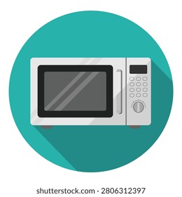 Microwave oven illustration representing household cooking and food heating concepts suitable for kitchen appliance branding retail promotions domestic technology projects and culinary themed designs