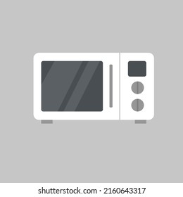 Microwave oven isolated on gray. Vector illustration of microwave in flat cartoon style