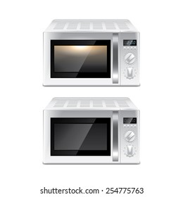 Microwave oven isolated on white photo-realistic vector