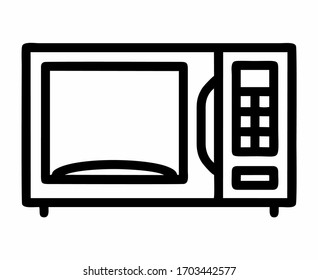 microwave oven isolated vector in black and white for logo, sign, apps or website