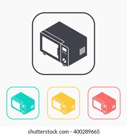 microwave oven isometric 3d color icon set 