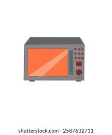 Microwave oven kitchen element vector set cute cartoon style.