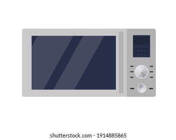 Horno de microondas. Equipamiento de cocina, Ilustración vectorial de stock, aislada sobre un fondo blanco en un estilo de dibujos animados planos. el icono gris del horno microondas. Moderno horno eléctrico. Un dispositivo de calefacción para