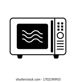 Icono de cocina del horno microondas aislado en fondo blanco. Estilo simple de silueta monocromática. Ilustración vectorial.