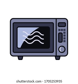 Icono de cocina del horno microondas aislado en fondo blanco. Silueta sencilla de estilo plano. Ilustración vectorial.