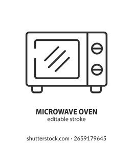 Microwave oven line icon. Editable stroke. Vector illustration.